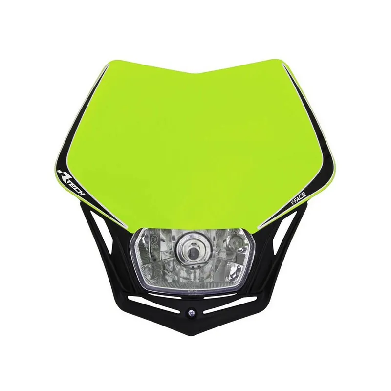 Do vyprodání zásob | Přední enduro maska se světlem RTECH V-Face neon žlutá-černá