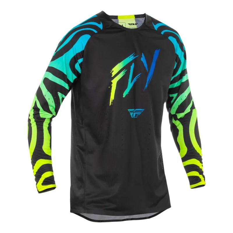 Motokrosový dres EVOLUTION, FLY RACING - USA 2025 (černá/modrá/hi-vis) - Časově omezená nabídka