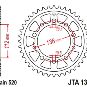 Hliníková řetězová rozeta JT JTA 1303-43BLK 43 zubů, 520 černá - Velká sleva