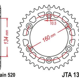 Nově v nabídce - Hliníková řetězová rozeta JT JTA 1308-39BLK 39 zubů, 520 černá