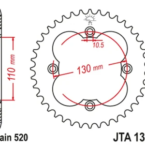Nově k dispozici | Hliníková řetězová rozeta JT JTA 1350-38BLK 38 zubů, 520 černá
