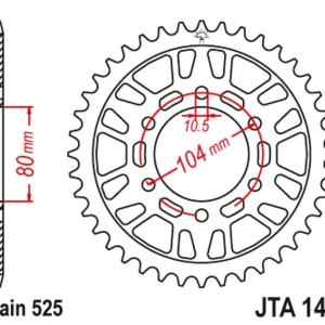 Hliníková řetězová rozeta JT JTA 1489-44BLK 44 zubů, 525 černá | Přímo od výrobce