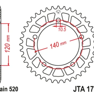 Hliníková řetězová rozeta JT JTA 1793-42BLK 42 zubů, 520 černá - Oblíbený u zákazníků