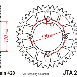 Oblíbený produkt | Hliníková řetězová rozeta JT JTA 215-50RED 50 zubů, 420 červená