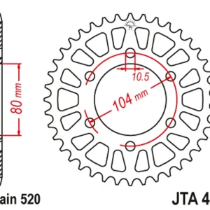 Hliníková řetězová rozeta JT JTA 478-46BLK 46 zubů, 520 černá - K dispozici