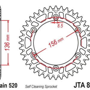Rychlé dodání - Hliníková řetězová rozeta JT JTA 822-44BLK 44 zubů, 520 černá