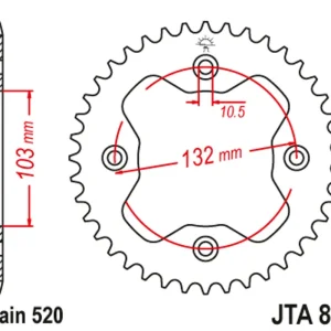 Omezené zásoby - Hliníková řetězová rozeta JT JTA 881-38BLK 38 zubů, 520 černá