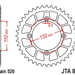 Hliníková řetězová rozeta JT JTA 891-46BLK 46 zubů, 520 černá | Top cena