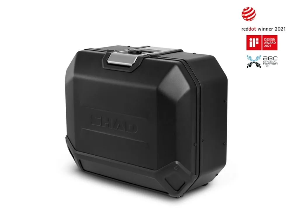 Kompletní sada bočních černých hliníkových kufrů SHAD TERRA BLACK 36L/36L, včetně montážní sady SHAD SUZUKI DL 1000 V-Strom/ DL 1050 V-Strom | Poslední dny
