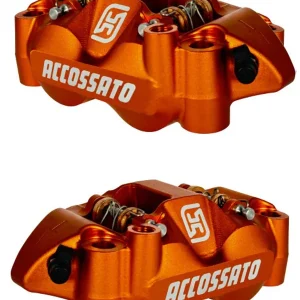 Radiální brzdové třmeny ACCOSSATO PZ004 kovaný monoblok s roztečí 108 mm s hliníkovými pístky - Velká sleva