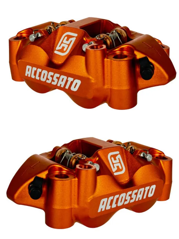 Radiální brzdové třmeny ACCOSSATO PZ004 kovaný monoblok s roztečí 108 mm s hliníkovými pístky - Velká sleva