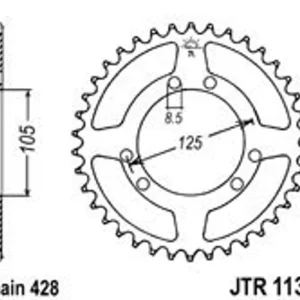 Řetězová rozeta JT JTR 1134-52 52 zubů, 428 - Super cena
