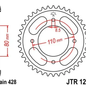 Rychle mizí - Řetězová rozeta JT JTR 1219-42 42 zubů, 428