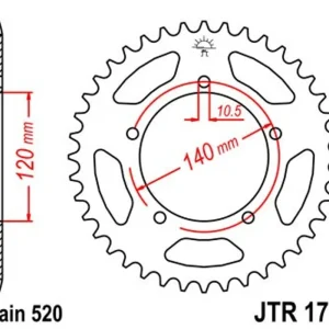 Řetězová rozeta JT JTR 1793-45 45 zubů, 520 | Špičková kvalita