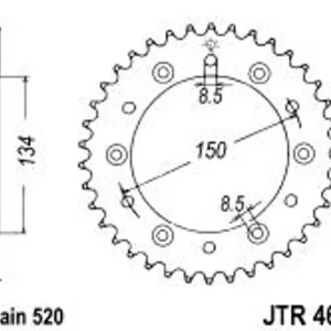 Řetězová rozeta JT JTR 460-53 53 zubů, 520 - Do vyprodání zásob
