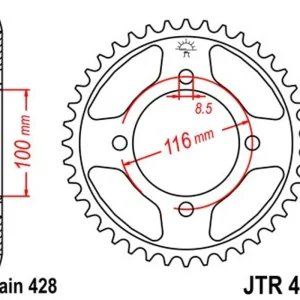 Řetězová rozeta JT JTR 462-50 50 zubů, 428 | Akční sleva