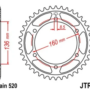 Řetězová rozeta JT JTR 5-44 44 zubů, 520 - Zlevněno