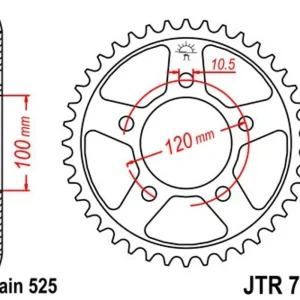 Nově přidáno - Řetězová rozeta JT JTR 702-44 44 zubů, 525