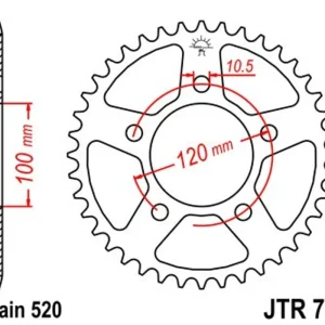 Přímo z továrny | Řetězová rozeta JT JTR 703-44 44 zubů, 520