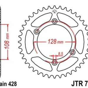 Super nabídka - Řetězová rozeta JT JTR 797-57 57 zubů, 428
