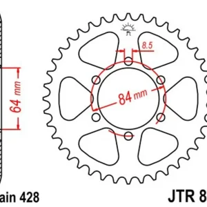 Top produkt - Řetězová rozeta JT JTR 809-51 51 zubů, 428