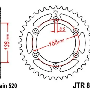 Řetězová rozeta JT JTR 822-42 42 zubů, 520 | Objednat online