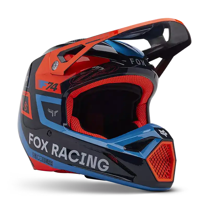 Skvělá nabídka | FOX přilba motokrosová V1 Race Spec Helmet černá/fluo oranžová, světle modrá